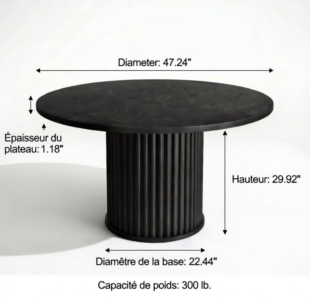 Table à Manger Ronde Noire
