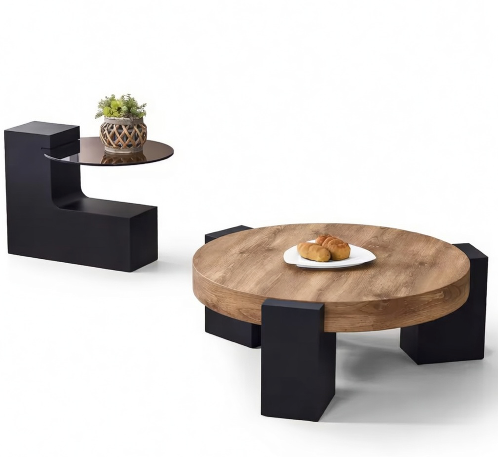 Table Basse Ronde Moderne – Deux Niveaux