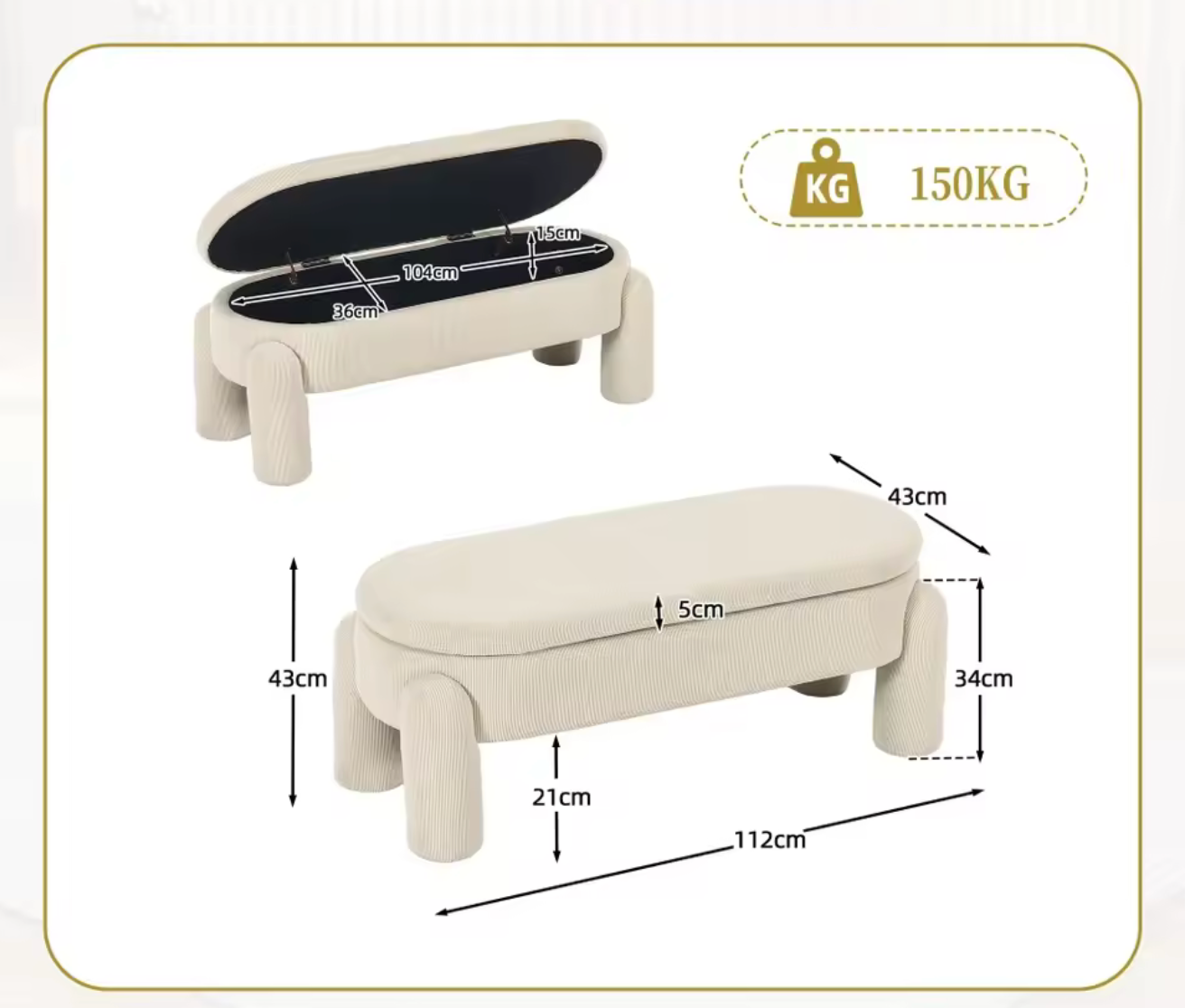 Banc de Rangement Tissu Chenille