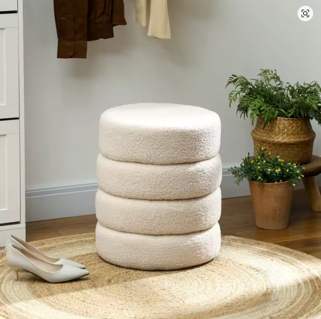 Tabouret Rond en Peluche
