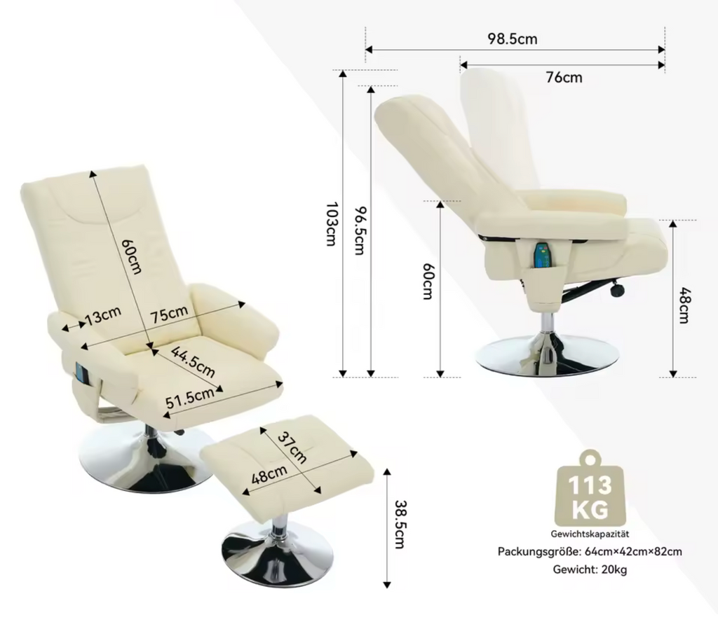 Chaise Longue Inclinable avec Massage