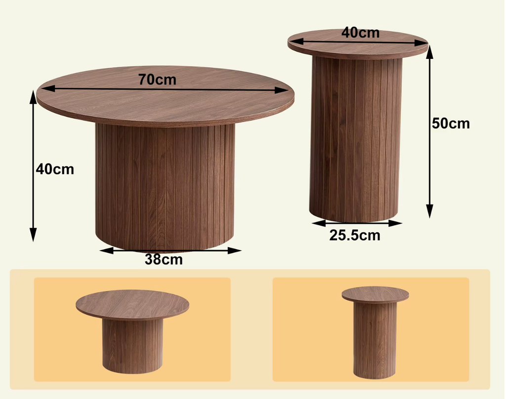 Lot de 2 Tables Basses Rondes