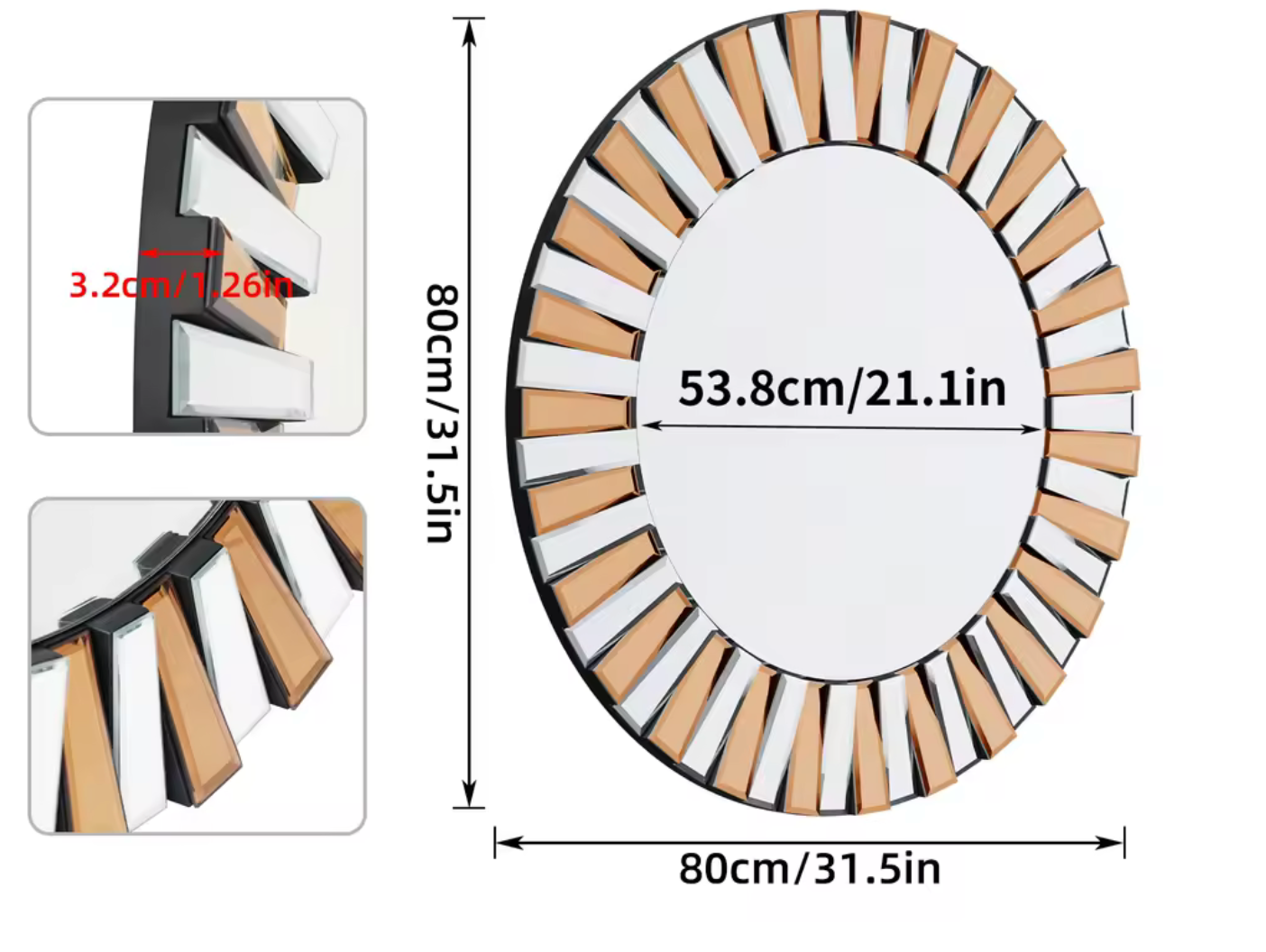 Miroir Mural Rond Starburst