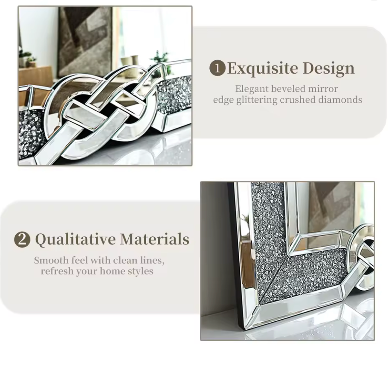 Grand Miroir Mural Argenté