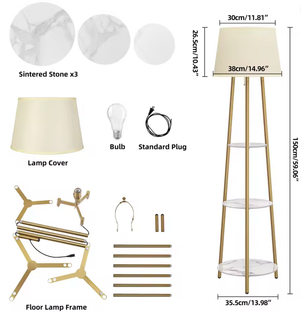 Lampadaire Vintage avec Abat-Jour