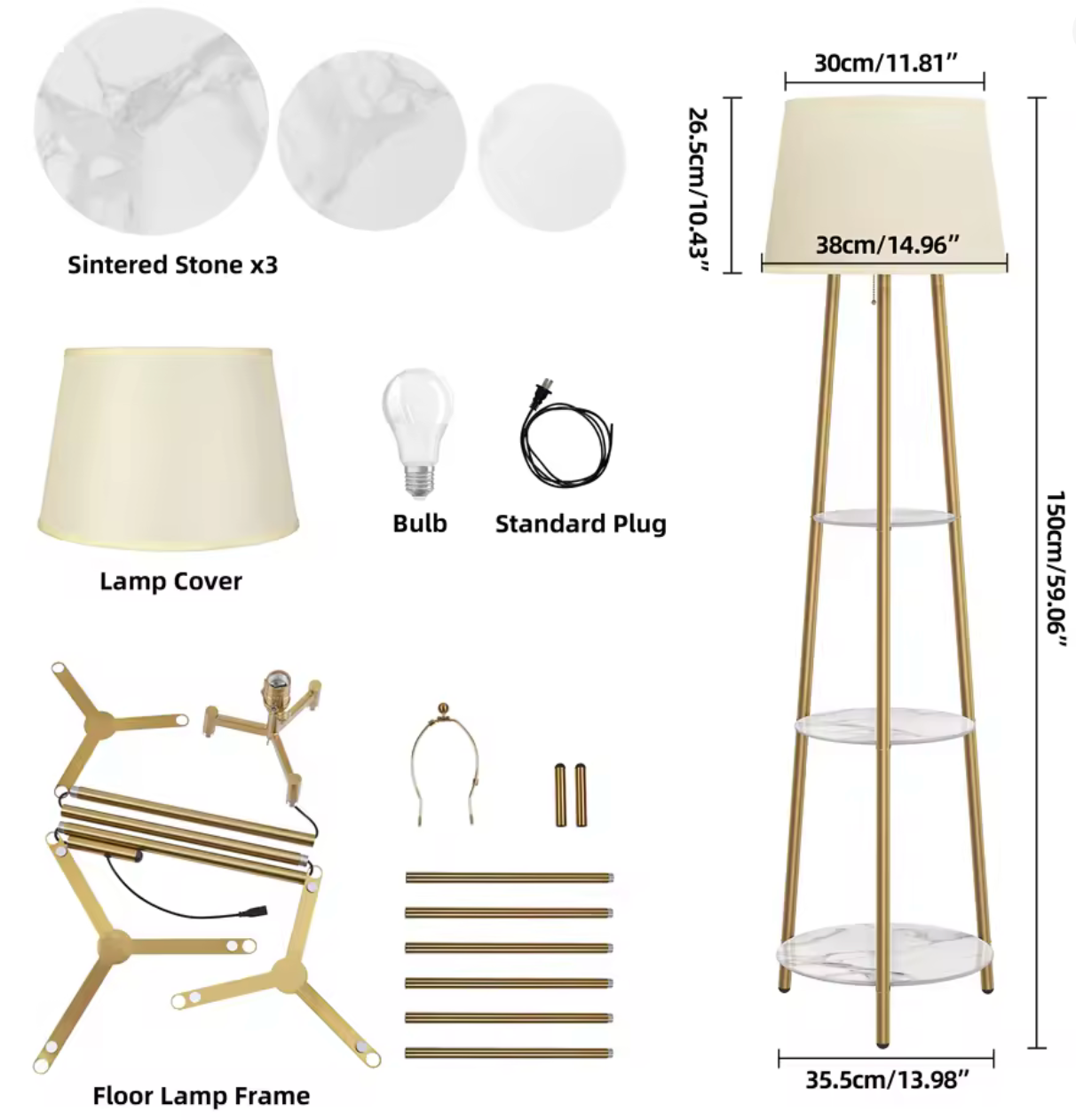 Lampadaire Vintage avec Abat-Jour