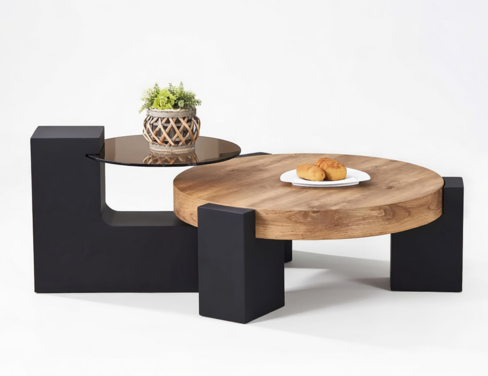Table Basse Ronde Moderne – Deux Niveaux