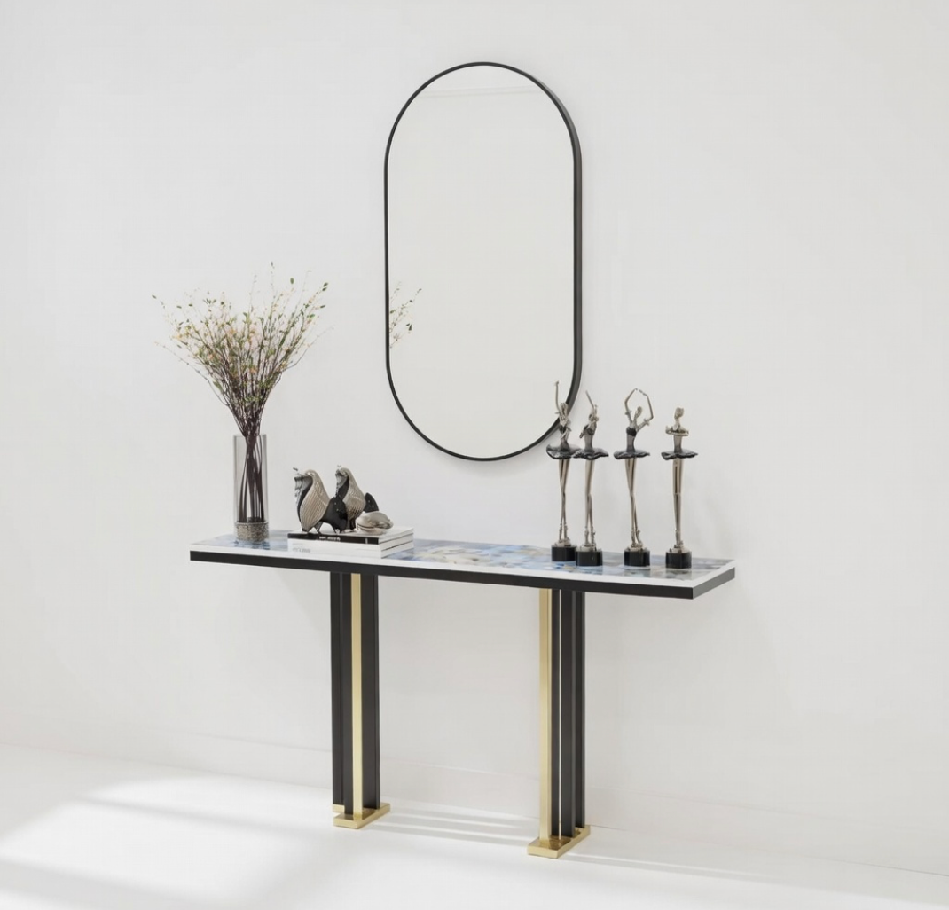 Miroir Noir avec Cadre Métal
