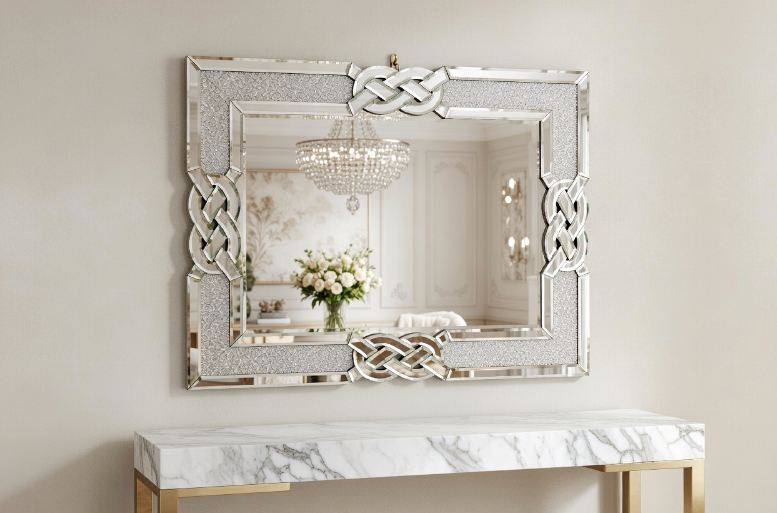 Grand Miroir Mural Argenté