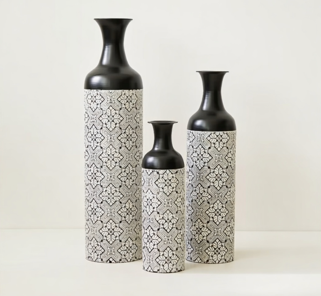 Lot de 3 Grands Vases de Sol en Métal